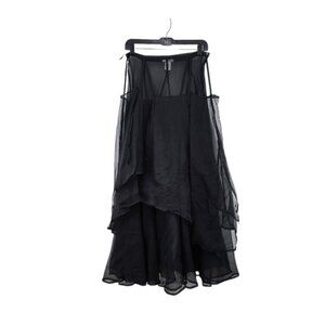TIAR Women's 100% Silk Lightweight Layered Goth Whimsical Maxi Skirt - M